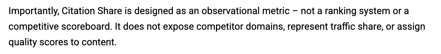Screenshot of Microsoft Bing's page "New AI Visibility Insights in Bing Webmaster Tools: Intents, Topics, Citation Share, Compare", showing the passage quoted above