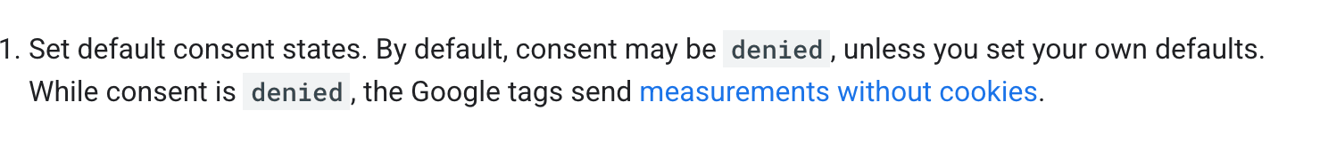 Screenshot of Google's page "Consent mode overview", showing the passage quoted above