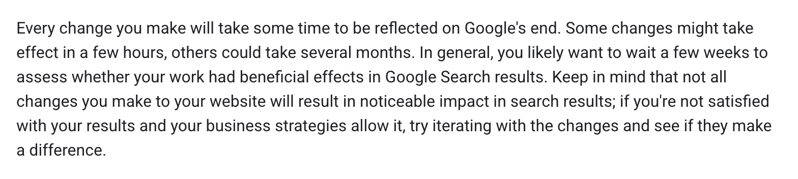 Screenshot of Google's page "SEO Starter Guide: The Basics", showing the passage quoted above