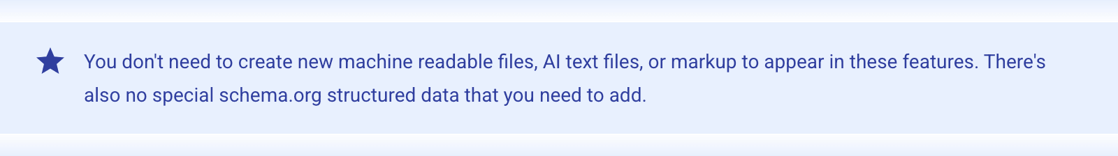 Screenshot of Google's page "AI Features and Your Website", showing the passage quoted above