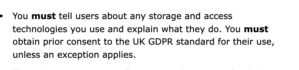 Screenshot of the ICO's page "What are the PECR rules?", showing the passage quoted above