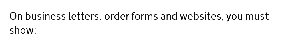 Screenshot of GOV.UK's page "Running a limited company: your responsibilities", showing the passage quoted above